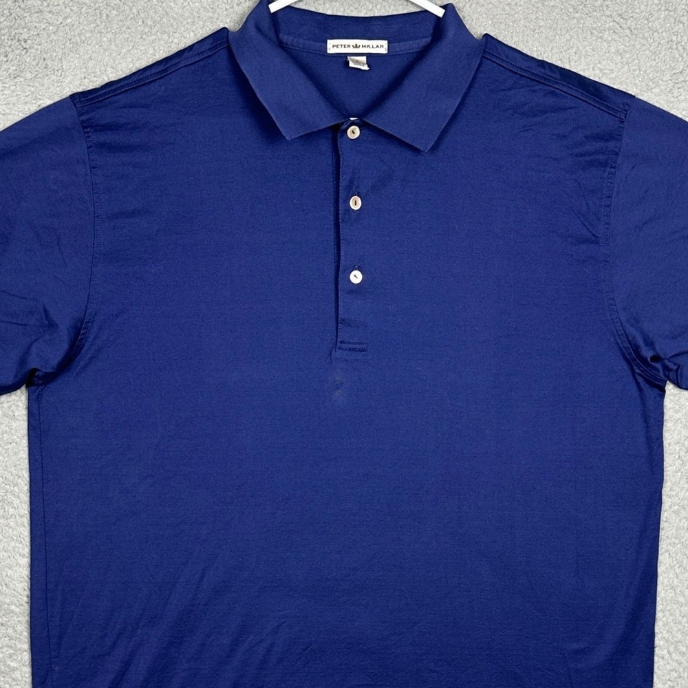 Peter Millar Polo Shirt Mens Large Navy Blue Golf Performance Rugby Short Sleeve